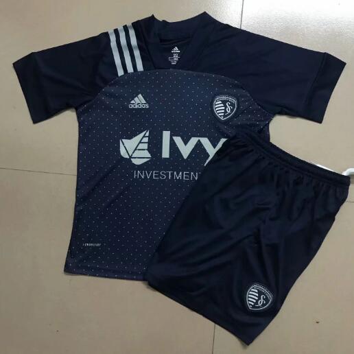 Kids Sporting Kansas City Home Soccer Shirt With Shorts 2020/21